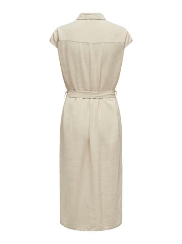 JACQUELINE de YONG Kleid Midi mit Gürtel Knopfleiste Brusttaschen Kurzarm in Braun-4