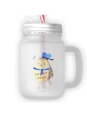 Mr. & Mrs. Panda Trinkglas Mason Jar Eule Matrose ohne Spruch in Transparent