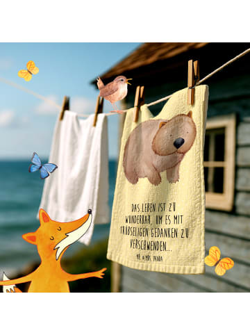 Mr. & Mrs. Panda Gästehandtücher Wombat mit Spruch in Gelb Pastell