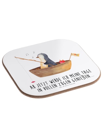 Mr. & Mrs. Panda Untersetzer Tasse Pinguin Angelboot mit Spruch in Weiß