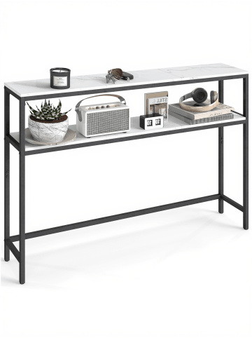 VASAGLE Flurtisch Barnet in Weiß-Schwarz - (B)120 x (H)80 x (T)20 cm