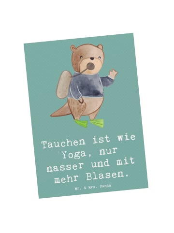 Mr. & Mrs. Panda bildkarte Tauchen Yoga mit Spruch in Meeresbrise