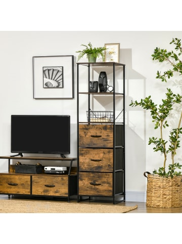 HOMCOM Kommode-44L x 40B x 155H cm-Rustikal-Braun