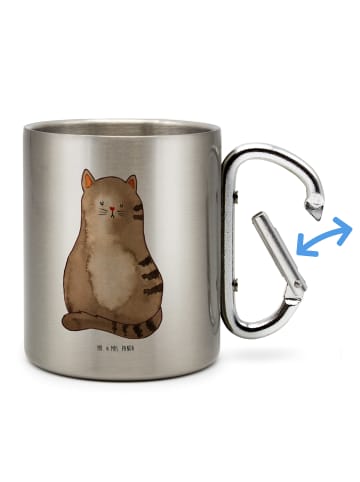 Mr. & Mrs. Panda Isolierbecher Katze Sitzen ohne Spruch in Silber