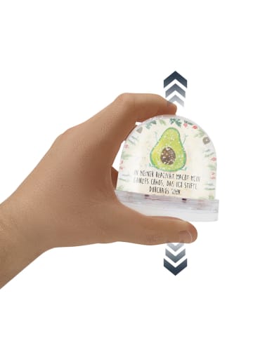 Mr. & Mrs. Panda Schneekugel Avocado Glücklich mit Spruch in Naturpapier