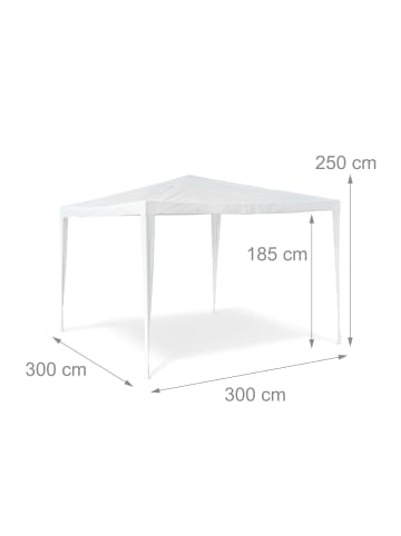 relaxdays Pavillon Zelt in Weiß - (B)300 x (H)250 x (T)300 cm