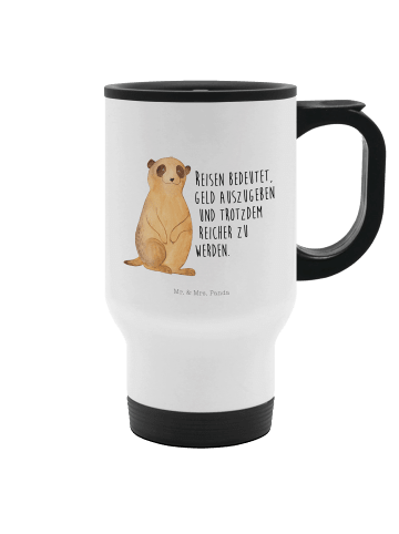 Mr. & Mrs. Panda Kaffeebecher Erdmännchen mit Spruch in Weiß