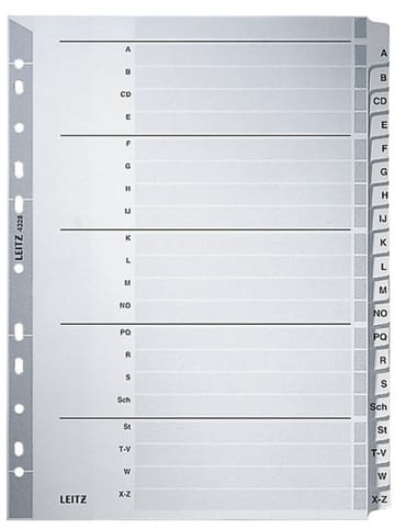 Leitz Register A4 160g/qm Karton A-Z grau