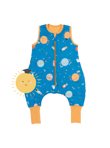 Schlummersack Schlafsack mit Füßen und umklappbaren Bündchen, 1.0 TOG in Blau-Gelb