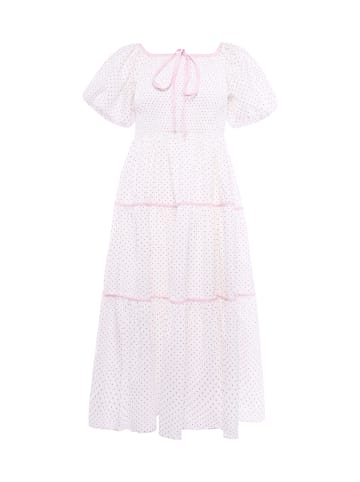VIRITA Women Dress in White Pink