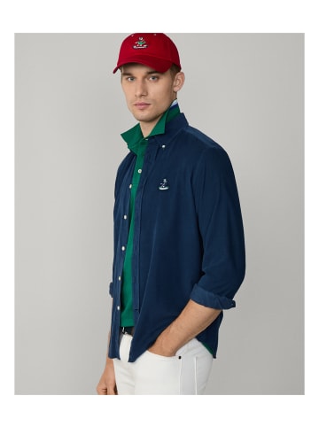 Faconnable Micro-Cord-Shirt in Blau