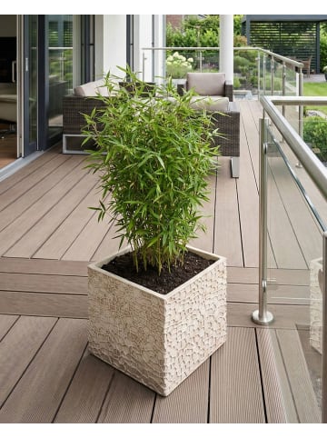 Beliani Outdoor Blumentopf FEIYAN in Beige - (W) 44 x (H) 38 x (L) 44 cm