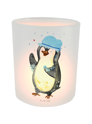Mr. & Mrs. Panda Windlicht Pinguin Duschen ohne Spruch in Transparent