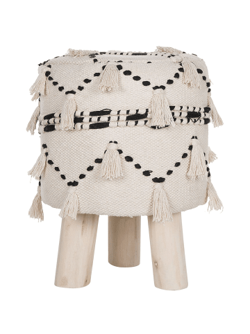 Beliani Hocker THONDI in Beige/Schwarz - (W) 33 x (H) 44 x (L) 33 cm