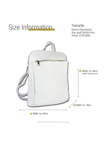 Toscanto Leder Cityrucksack Toscanto Tasche weiß ca. 30cm