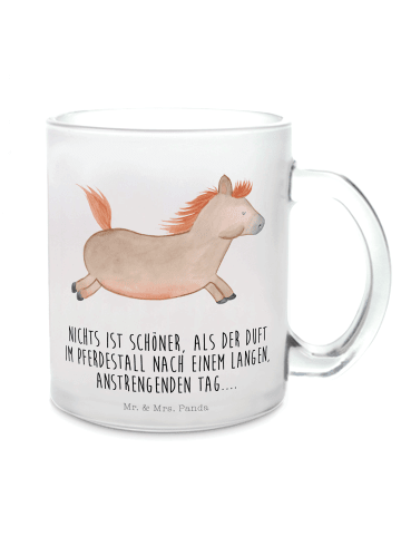 Mr. & Mrs. Panda Glas Pferd Springen mit Spruch in Transparent