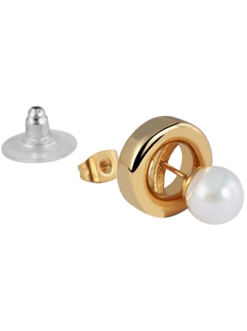 Adeliás Damen Ohrringe – Ohrstecker aus Edelstahl mit Perle in gold