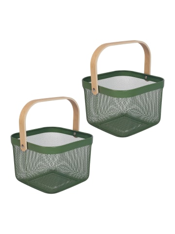 relaxdays 2 x Drahtkorb in Mint/ Natur - (B)26 x (H)17,5 x (T)24 cm