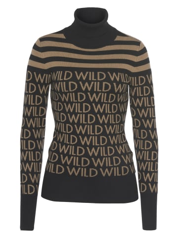 Melrose Rollkragenpullover in schwarz-camel-gestreift