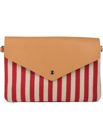 styleBREAKER Clutch Handtasche in Rot-Beige