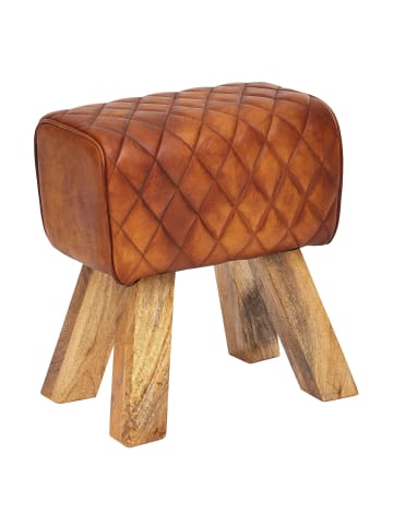 KADIMA DESIGN Sitzhocker | Echtleder/Holz, 40x48x27cm, Turnbock, Modern