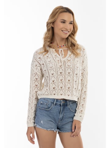IZIA Damen Strickpullover in Wollweiss