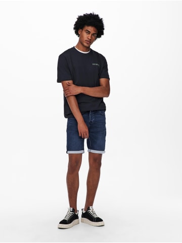 Only&Sons Denim Capri Jeans Shorts 3/4 Bermuda Pants ONSPLY in Blau