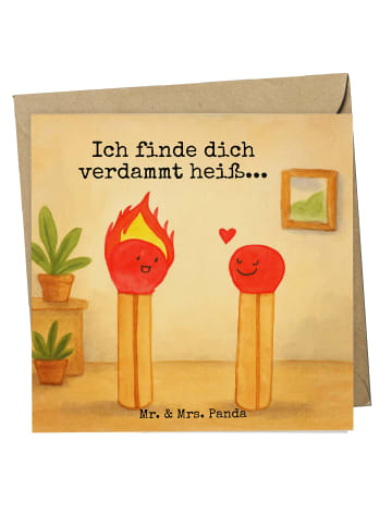 Mr. & Mrs. Panda Deluxe Karte Streichhölzer Design mit Spruch in Weiß