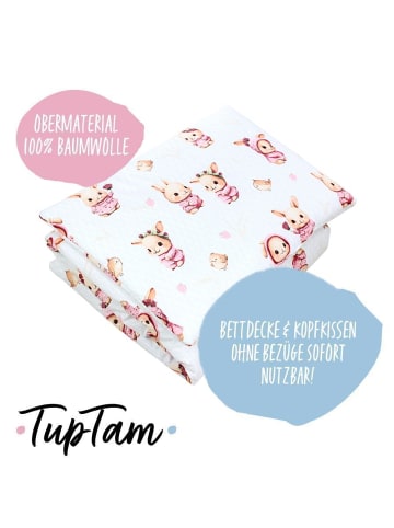 TupTam Kinder Bettdecken Set Gemustert in rosa/weiß