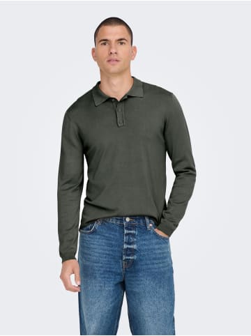 Only&Sons Polo Langarm Shirt Basic Pullover ONSWYLER in Grün-2