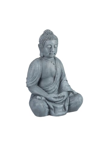 relaxdays Buddha Figur in Hellgrau - (H)70 cm
