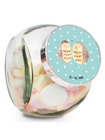 Mr. & Mrs. Panda keksdose glas Eulen Liebe ohne Spruch in Türkis Pastell