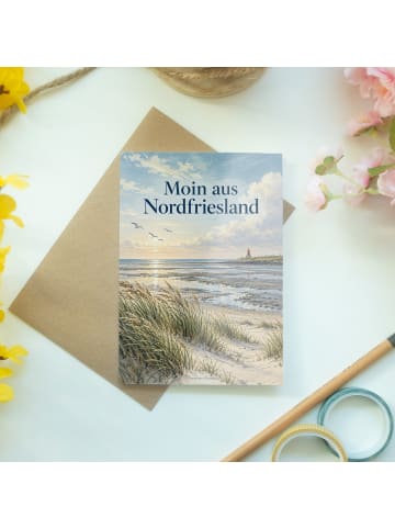 Grußkarte Küste maritim Design mit Spruch in Weiß