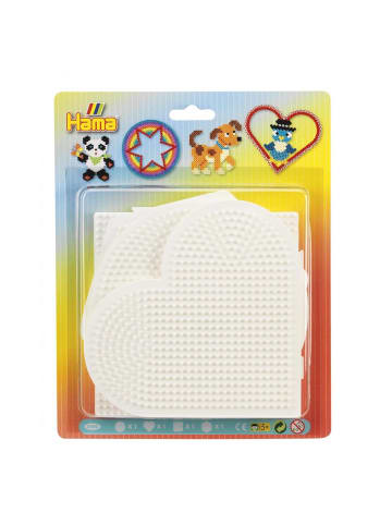 Hama 4tlg. Set: Blister Midi-Stiftplatten, Kreis, Herz, Quadrat, Sechseck in weiß