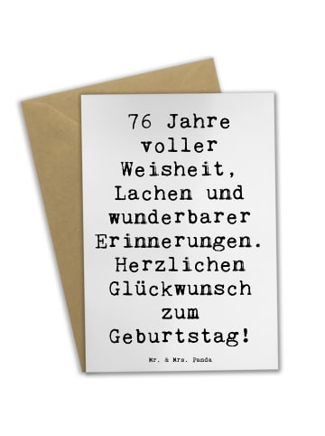 Mr. & Mrs. Panda Klappkarte Spruch 76. Geburtstag mit Spruch in Weiß