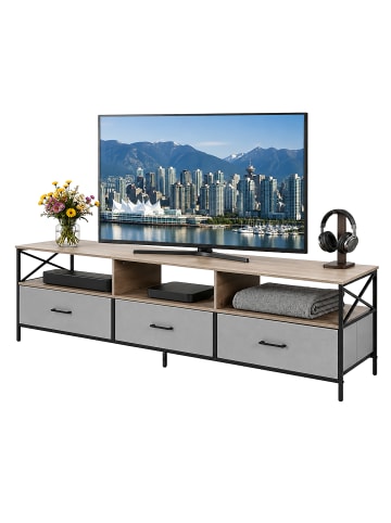 relaxdays TV Lowboard in Greige/ Schwarz - (B)170 x (H)50 x (T)40 cm
