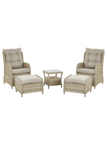 Beliani 11-tlg Sitzgruppe PONZA in Naturfarben/Beige