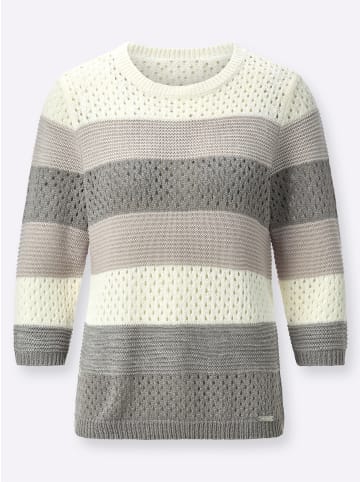 WITT WEIDEN Pullover in steingrau-ecru-geringelt