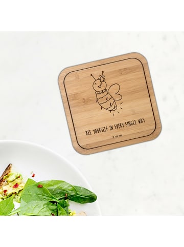 Mr. & Mrs. Panda kork untersetzer Biene Blume mit Spruch in Transparent