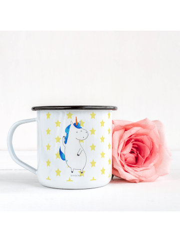 Mr. & Mrs. Panda Emaille Tasse Einhorn Mann ohne Spruch in Weiß