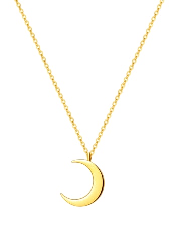 Hey Happiness Vergold. Kette Mond Anhänger Edelstahl in Gold - (L) 41-46 cm