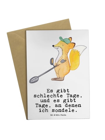 Mr. & Mrs. Panda Grußkarte Fuchs Metalldetektor mit Spruch in Weiß