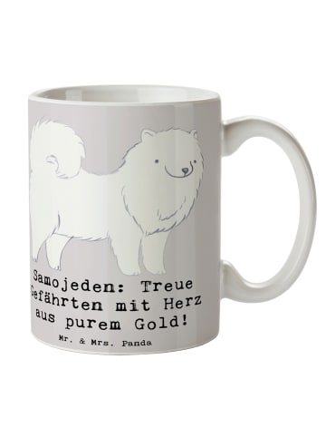 Mr. & Mrs. Panda Kaffeepott Menschojede Herz mit Spruch in Grau Pastell