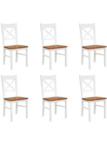 Feldmann-Wohnen Stühle 6er Set Belluno Elegante weiß lackiert / Eichefarben 43 / 44 / 93cm