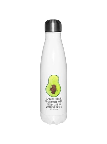 Mr. & Mrs. Panda Thermo Trinkflasche Avocado Kern mit Spruch in Weiß