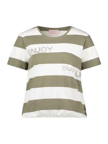 Betty Barclay Ringelshirt mit Tunnelzug in Khaki/Cream