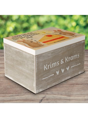 Mr. & Mrs. Panda Holzkiste Mäuse Kuchen Design mit Spruch in Weiß