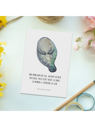 Mr. & Mrs. Panda Grußkarte Seekuh Happy mit Spruch in Weiß