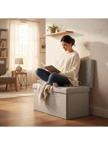 relaxdays Faltbarer Sitzhocker in Grau - (B)76 x (H)73 x(T)38 cm