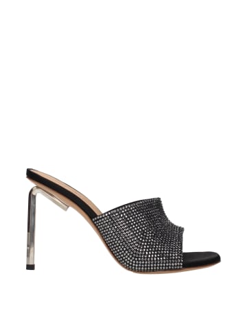 Off-White Schwarz Satin Stiletto Absatz Sandalen